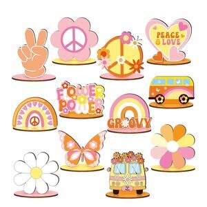 12 Pcs Groovy Party Decorations Centerpieces for Tables Birthday Party Hippie